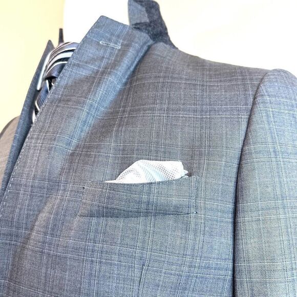 J.Hilburn Grey Plaid Loro Piana Super 130s Blazer 40R‎ EUC Read - Picture 2 of 12